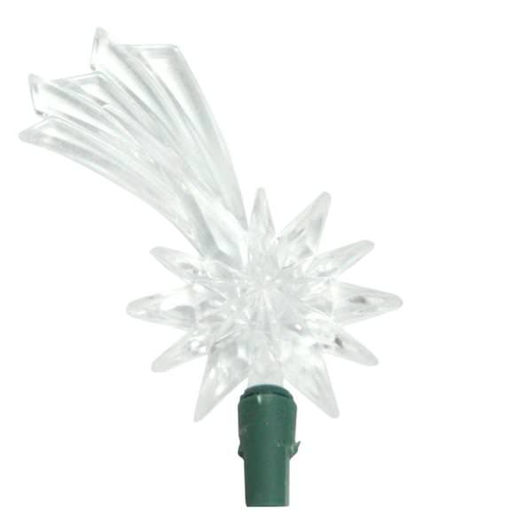 10 Light 5.5' Green Wire Battery Operated Pure White LED Shooting Star Light String with Timer